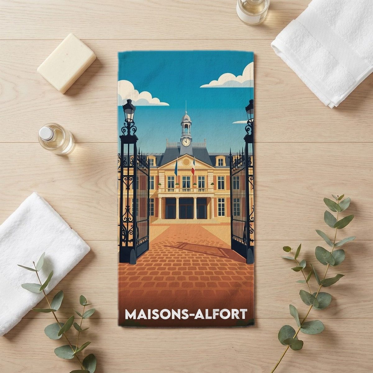 Serviette de bain 30 cm x 60 cm souvenir de Maisons-Alfort