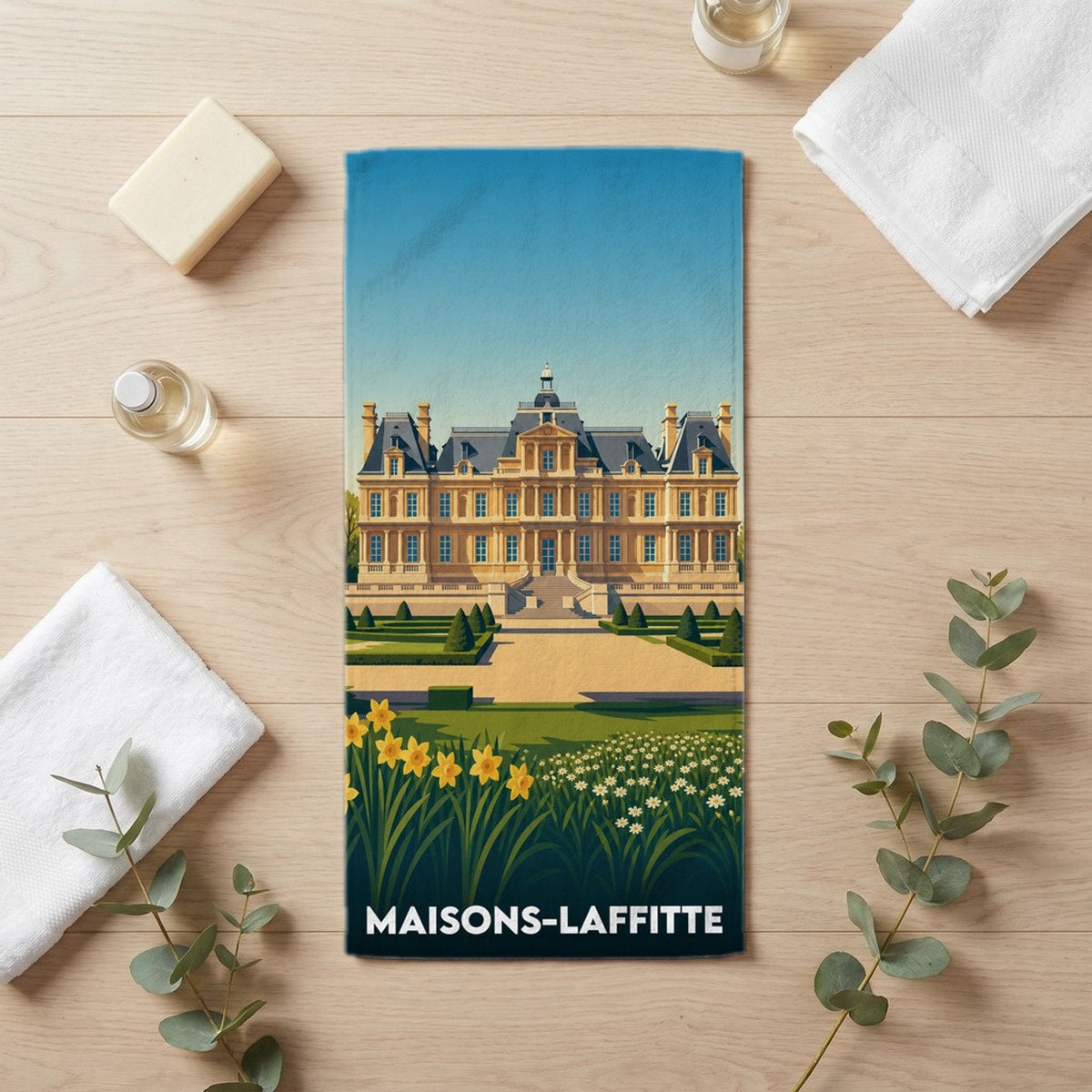 Serviette de bain 30 cm x 60 cm souvenir de Maisons-Laffitte