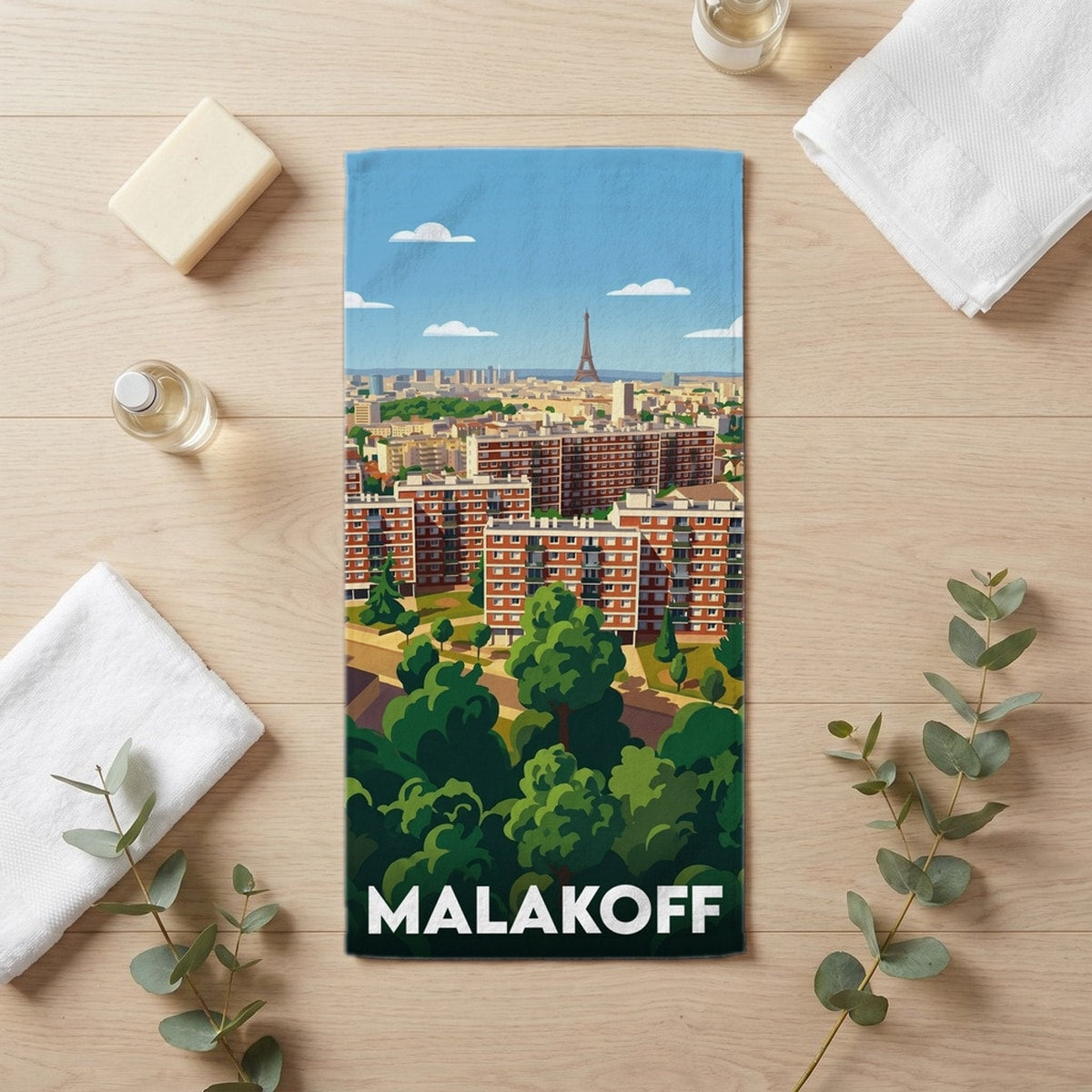 Serviette de bain 30 cm x 60 cm souvenir de Malakoff