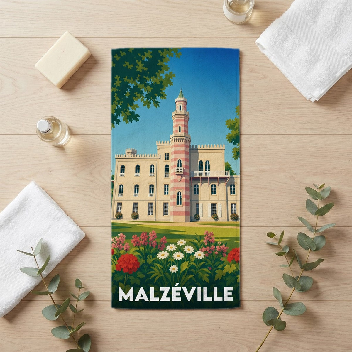 Serviette de bain 30 cm x 60 cm souvenir de Malzéville