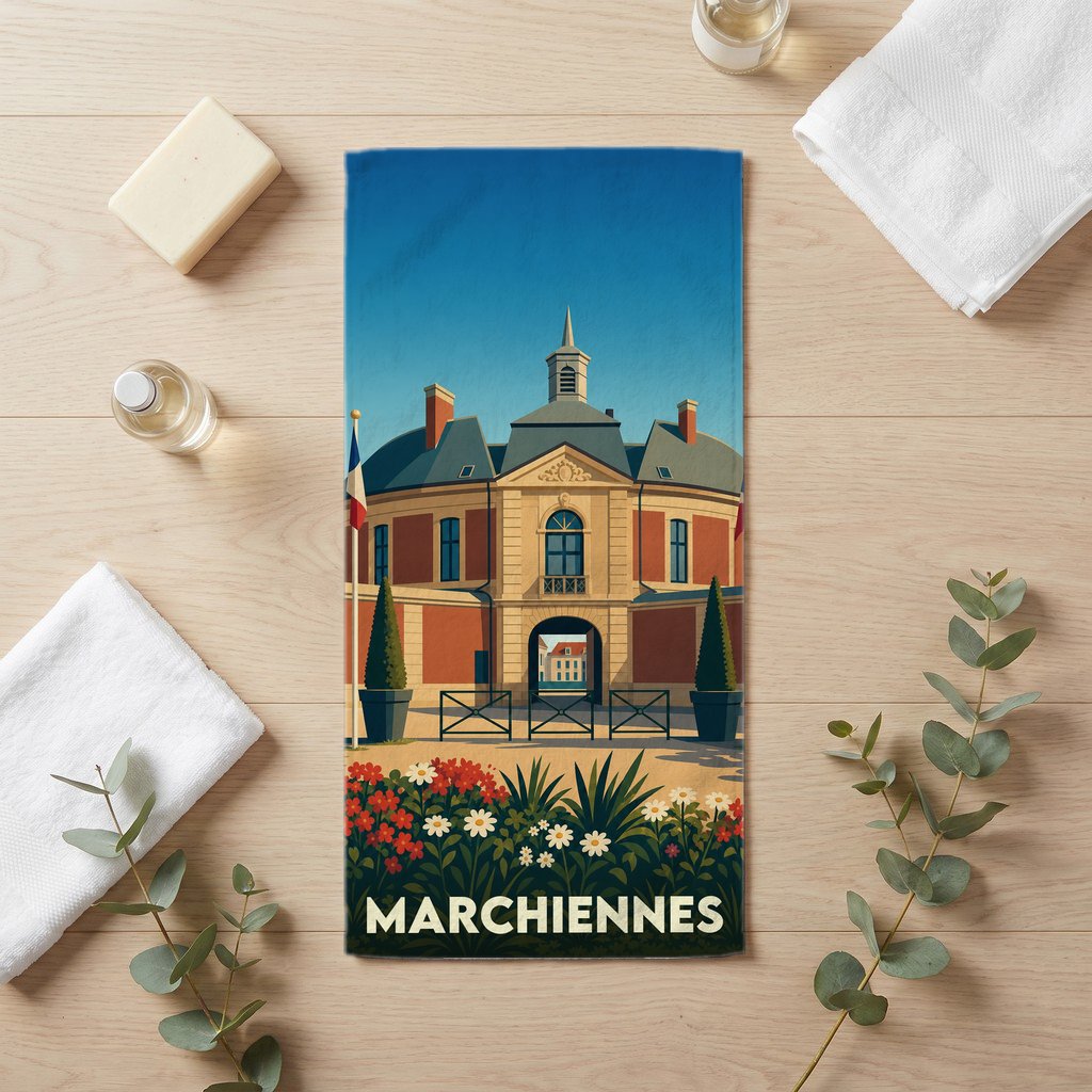 Serviette de bain 30 cm x 60 cm souvenir de Marchiennes