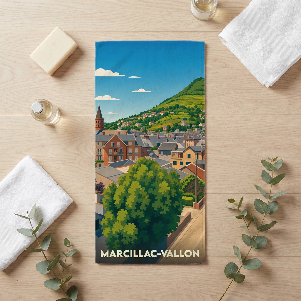 Serviette de bain 30 cm x 60 cm souvenir de Marcillac-Vallon