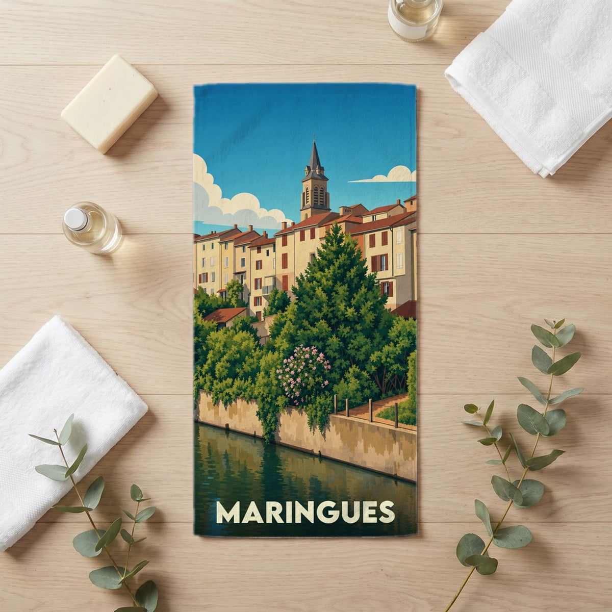 Serviette de bain 30 cm x 60 cm souvenir de Maringues