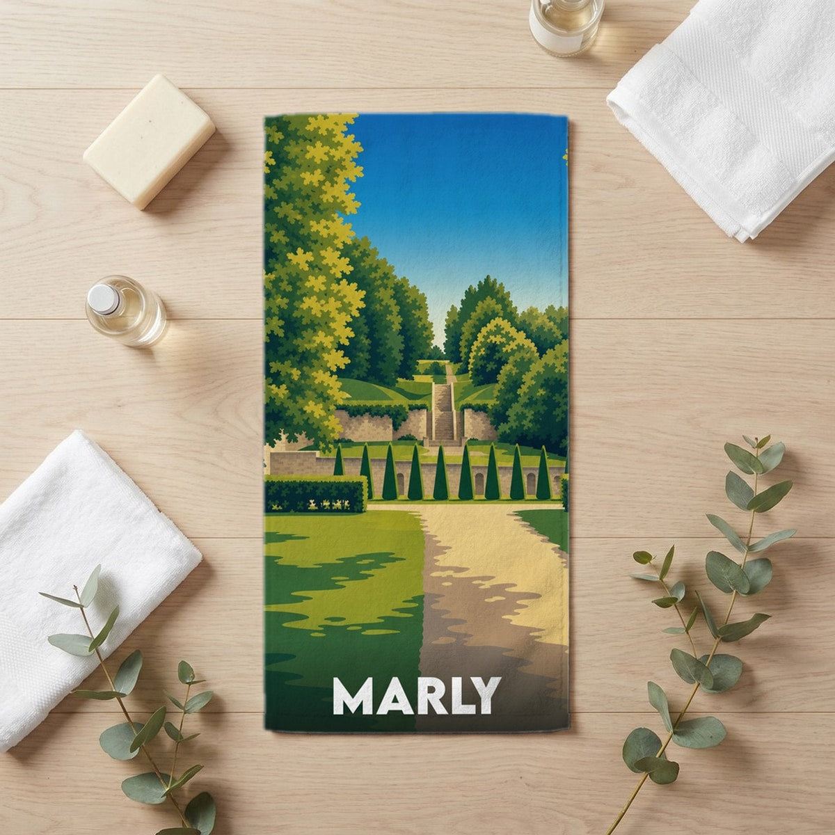 Serviette de bain 30 cm x 60 cm souvenir de Marly