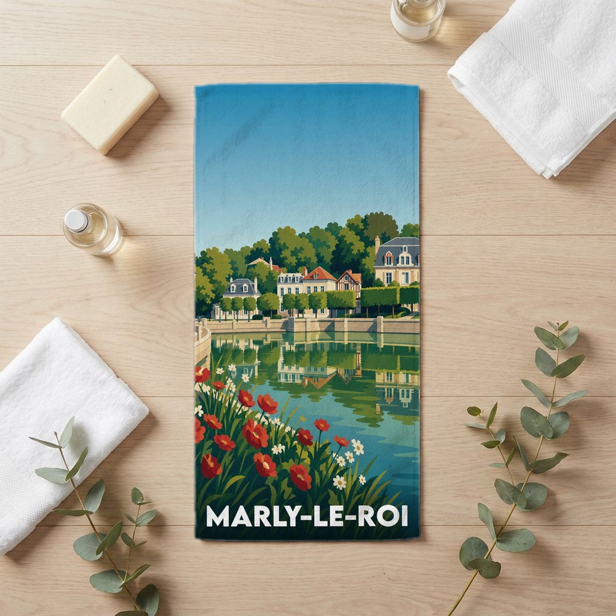 Serviette de bain 30 cm x 60 cm souvenir de Marly-le-Roi