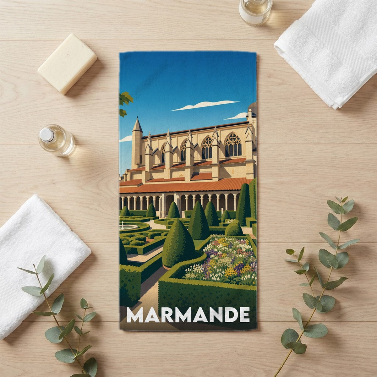 Serviette de bain 30 cm x 60 cm souvenir de Marmande