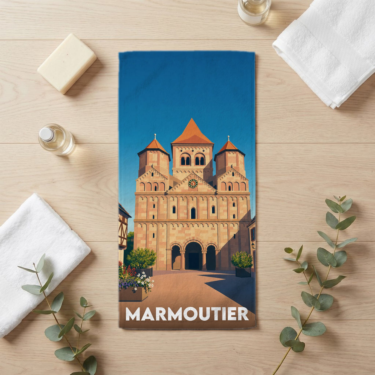 Serviette de bain 30 cm x 60 cm souvenir de Marmoutier