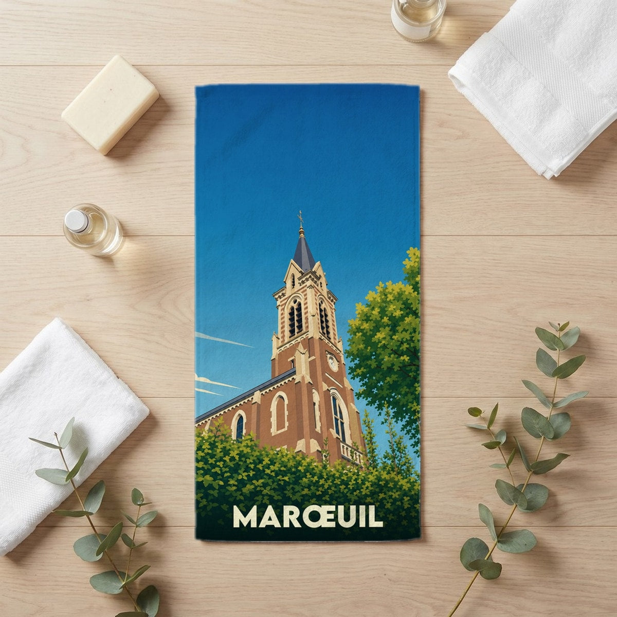 Serviette de bain 30 cm x 60 cm souvenir de Marœuil