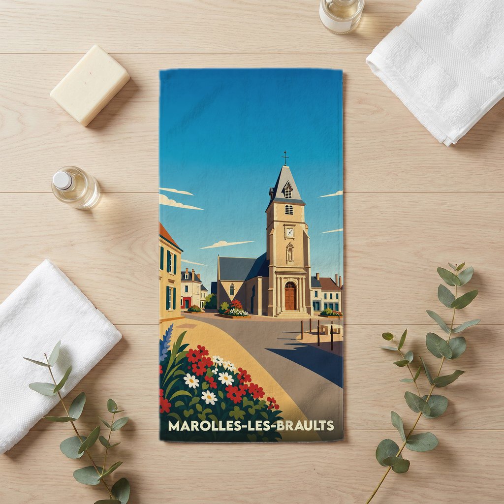 Serviette de bain 30 cm x 60 cm souvenir de Marolles-les-Braults