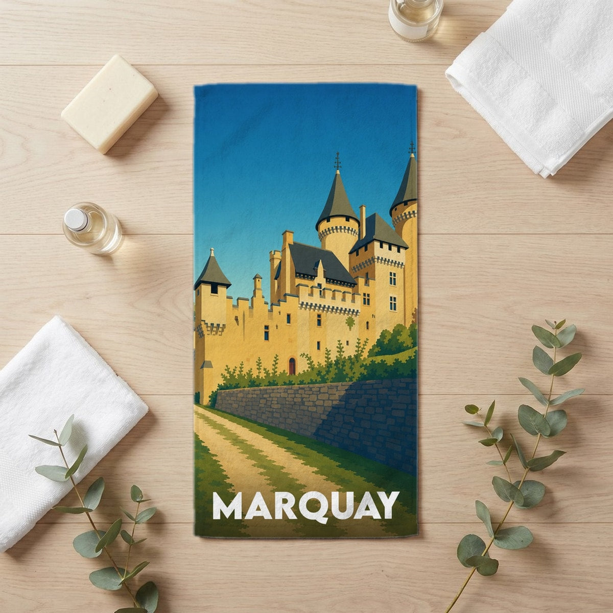 Serviette de bain 30 cm x 60 cm souvenir de Marquay
