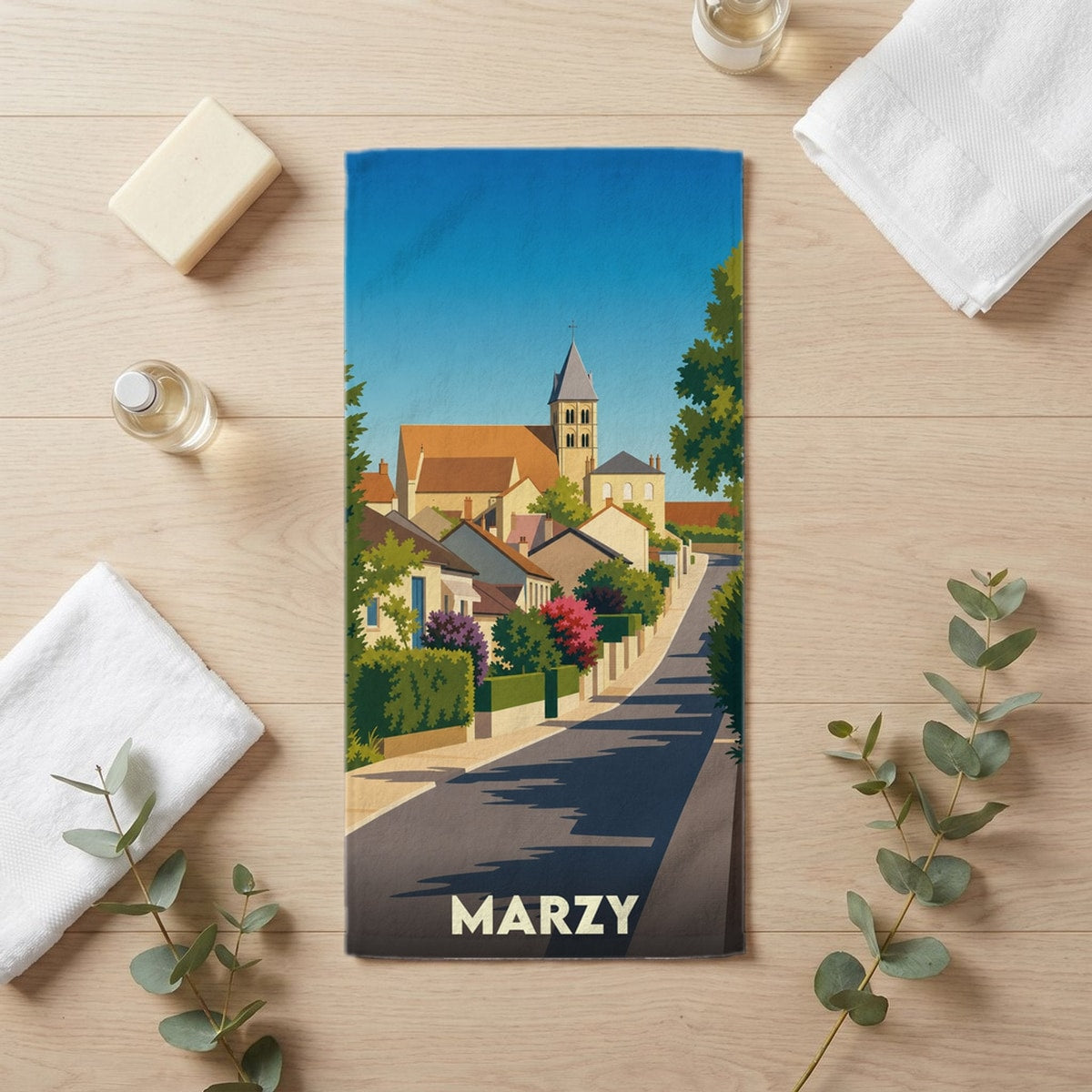 Serviette de bain 30 cm x 60 cm souvenir de Marzy