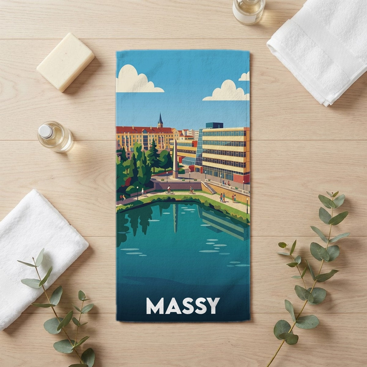 Serviette de bain 30 cm x 60 cm souvenir de Massy