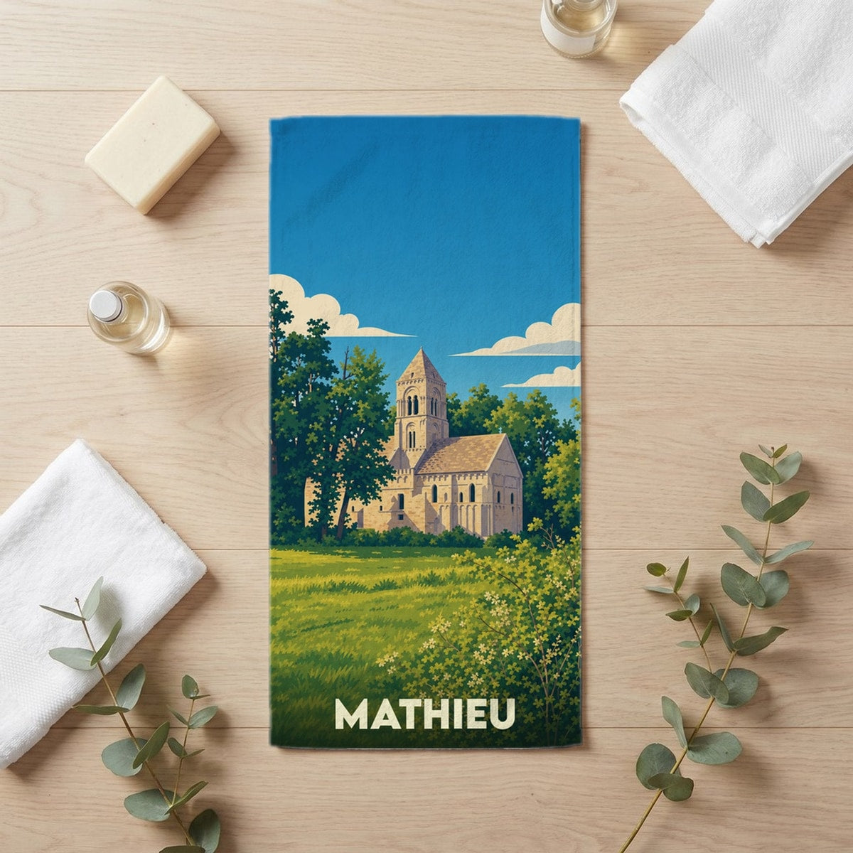 Serviette de bain 30 cm x 60 cm souvenir de Mathieu