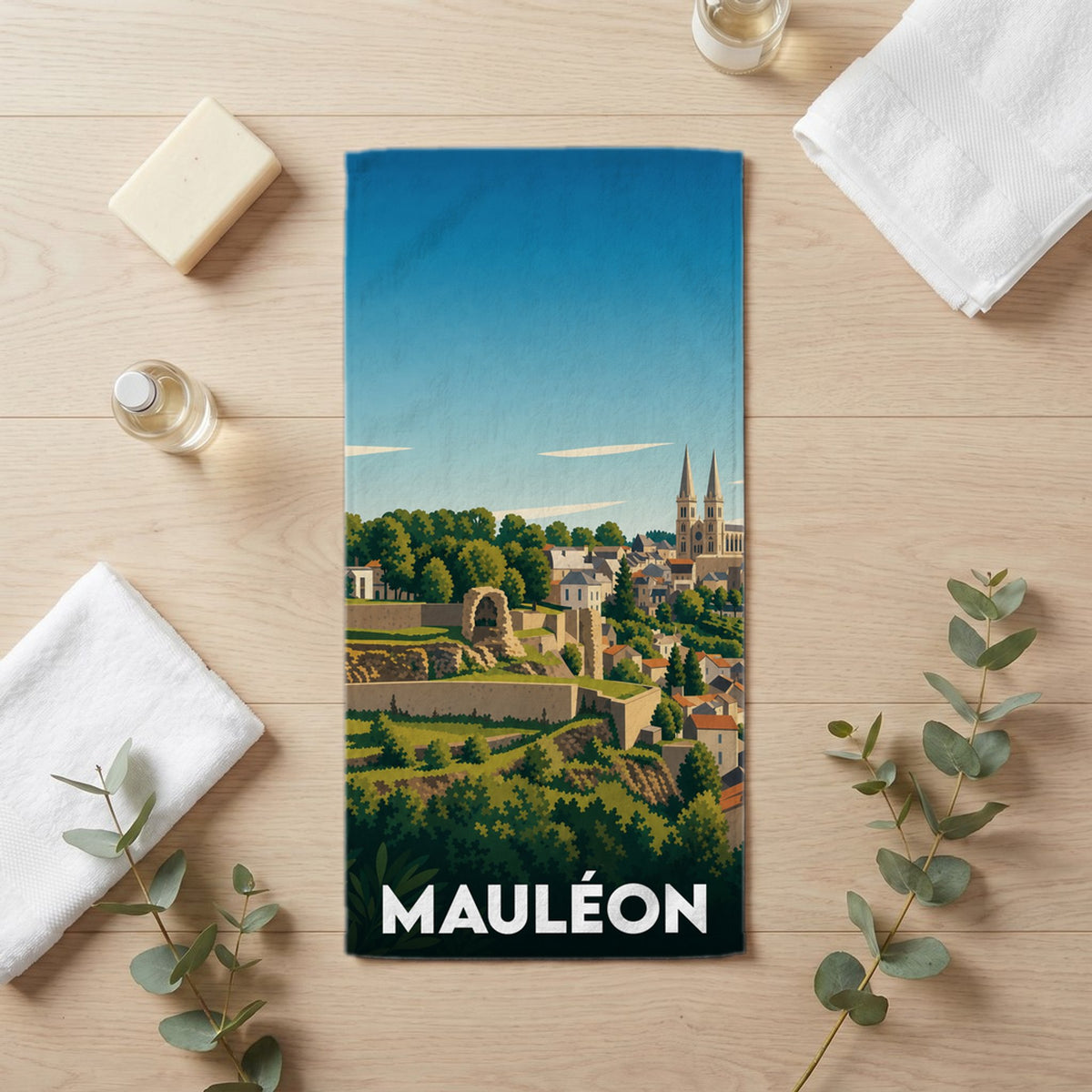 Serviette de bain 30 cm x 60 cm souvenir de Mauléon