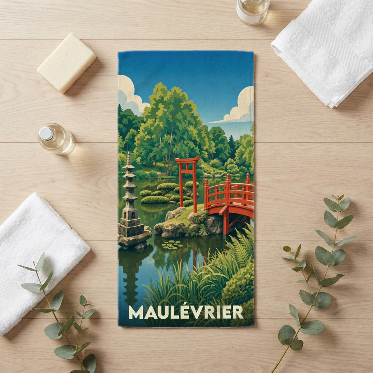 Serviette de bain 30 cm x 60 cm souvenir de Maulévrier