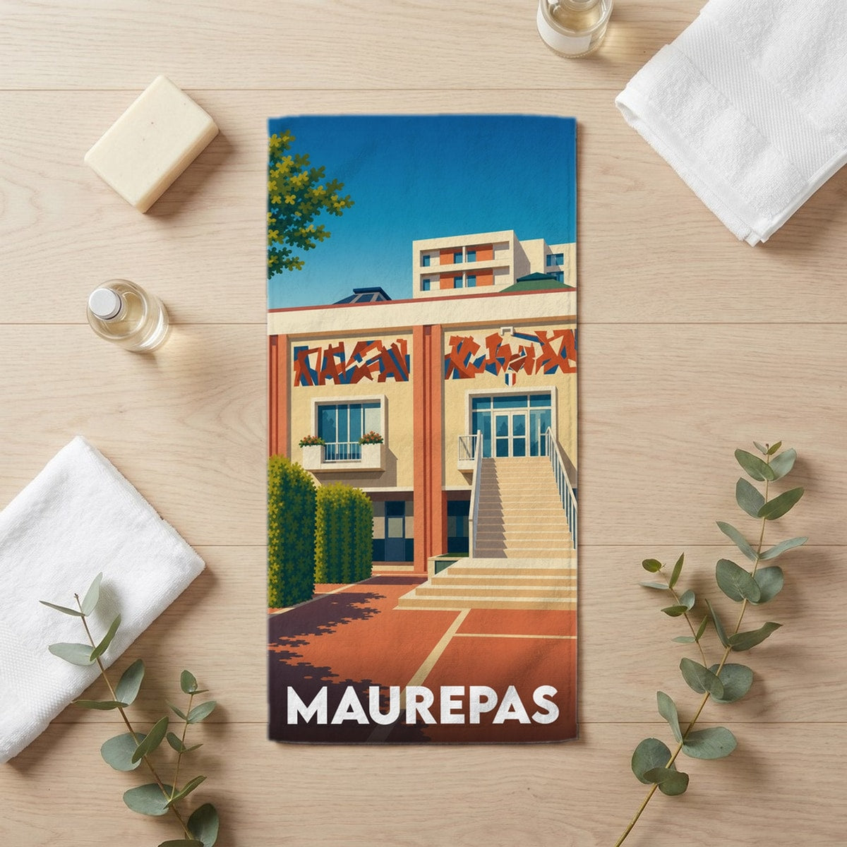Serviette de bain 30 cm x 60 cm souvenir de Maurepas