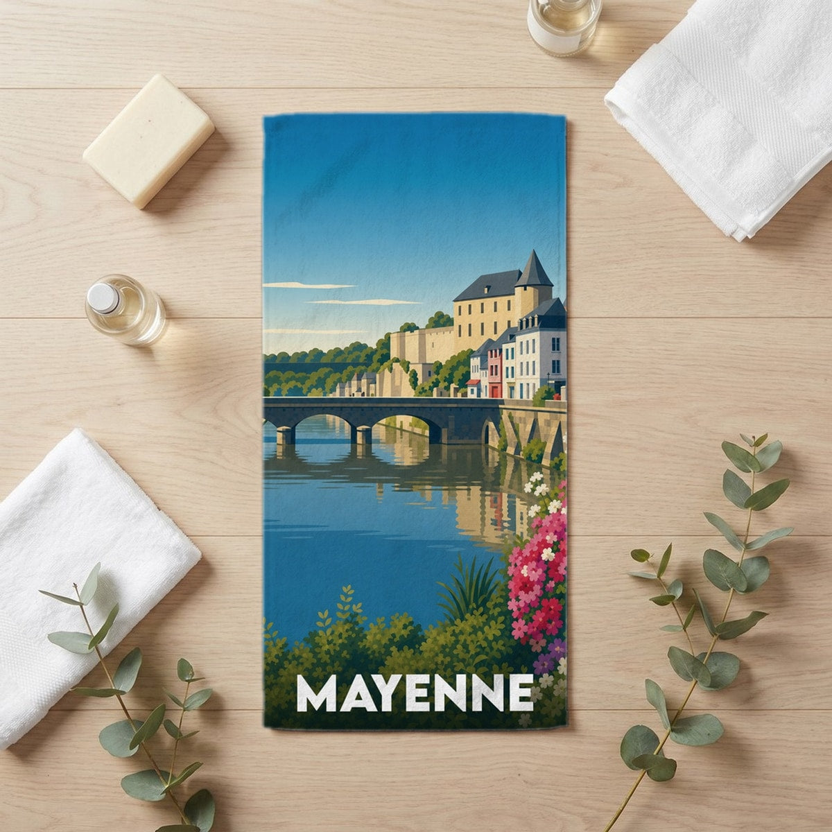 Serviette de bain 30 cm x 60 cm souvenir de Mayenne
