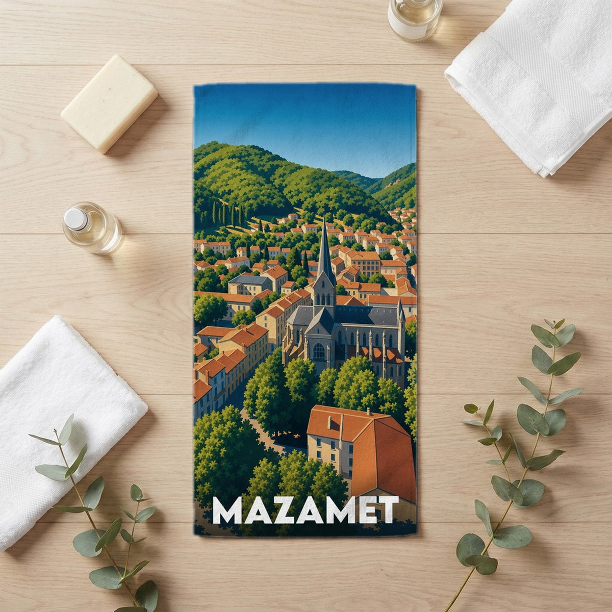 Serviette de bain 30 cm x 60 cm souvenir de Mazamet