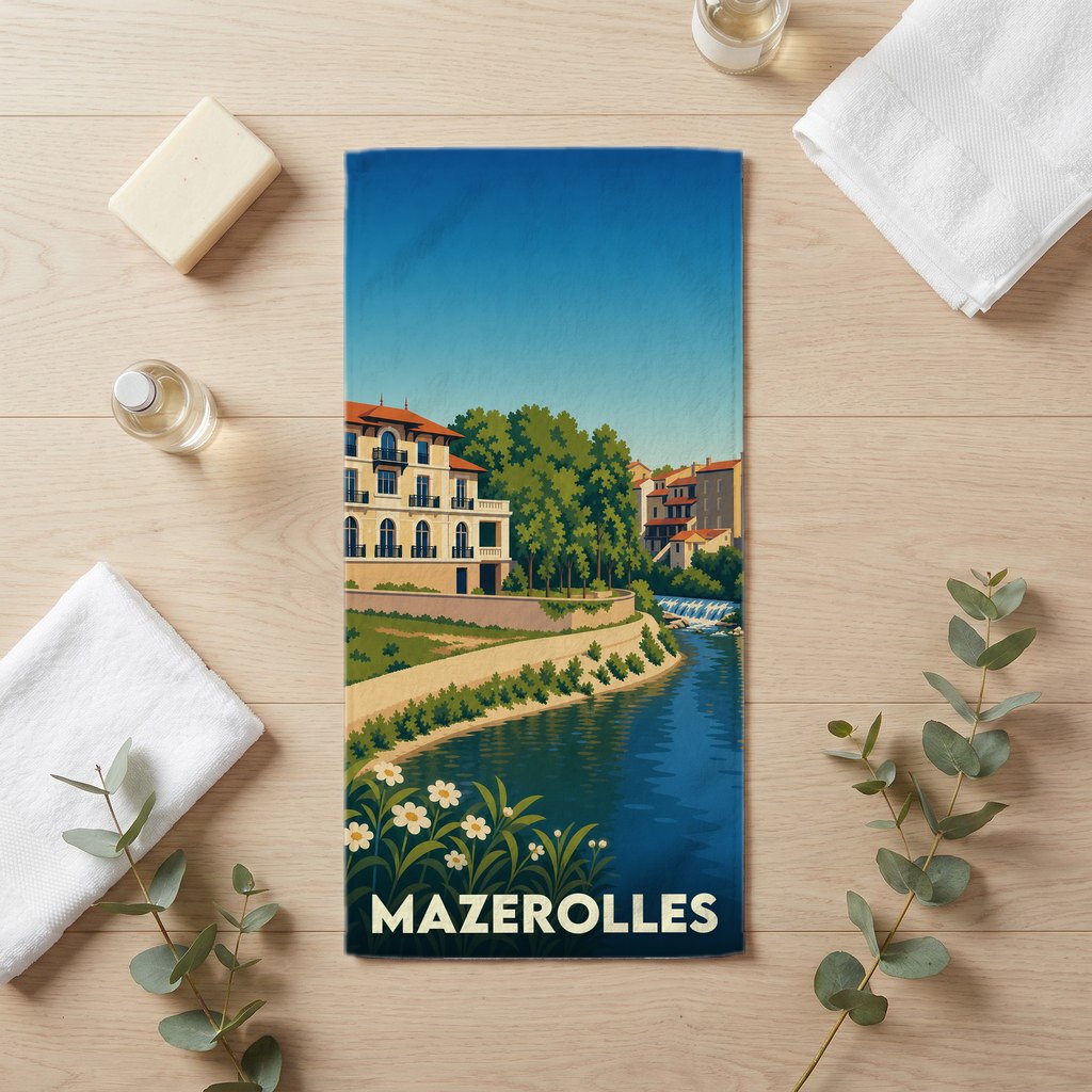 Serviette de bain 30 cm x 60 cm souvenir de Mazerolles