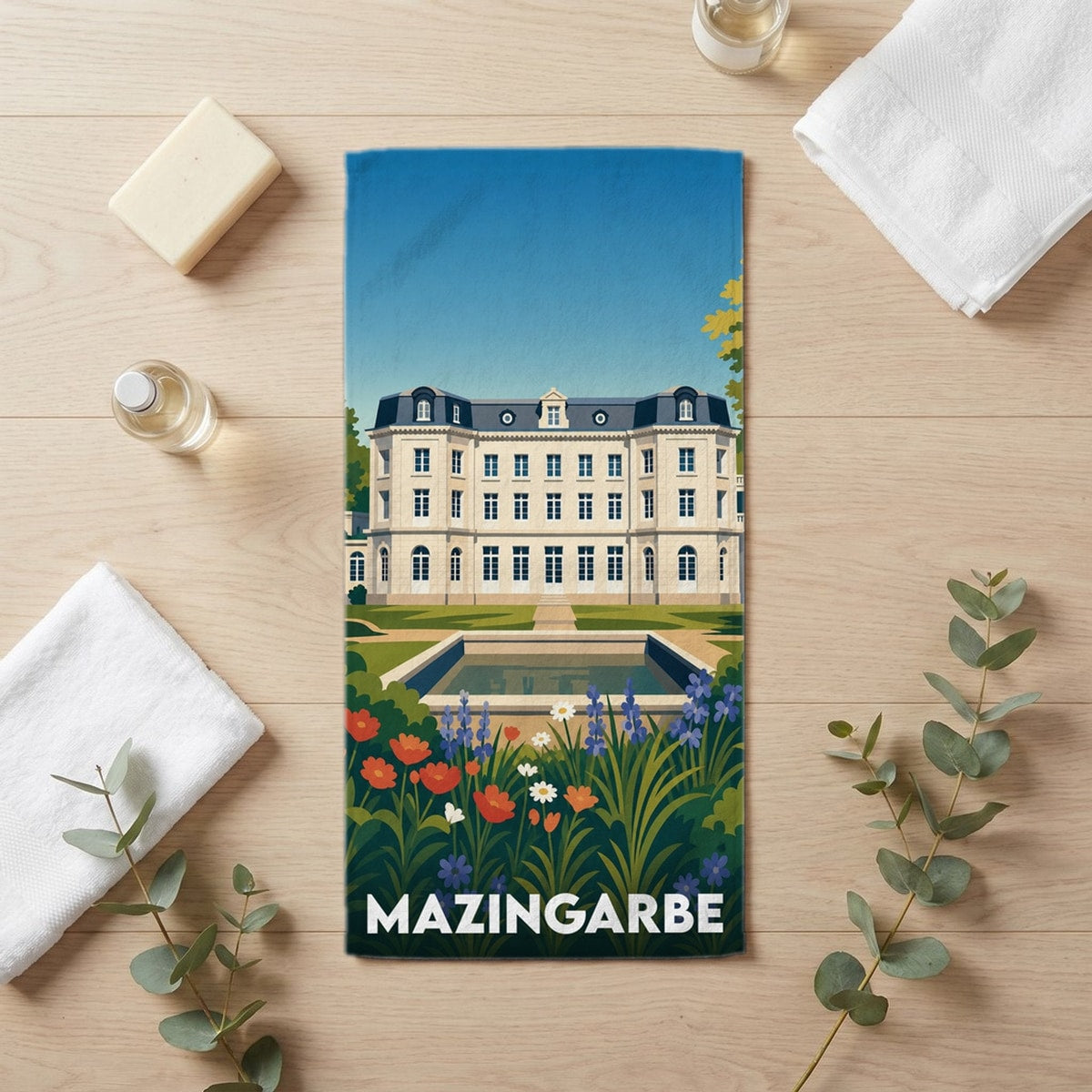 Serviette de bain 30 cm x 60 cm souvenir de Mazingarbe