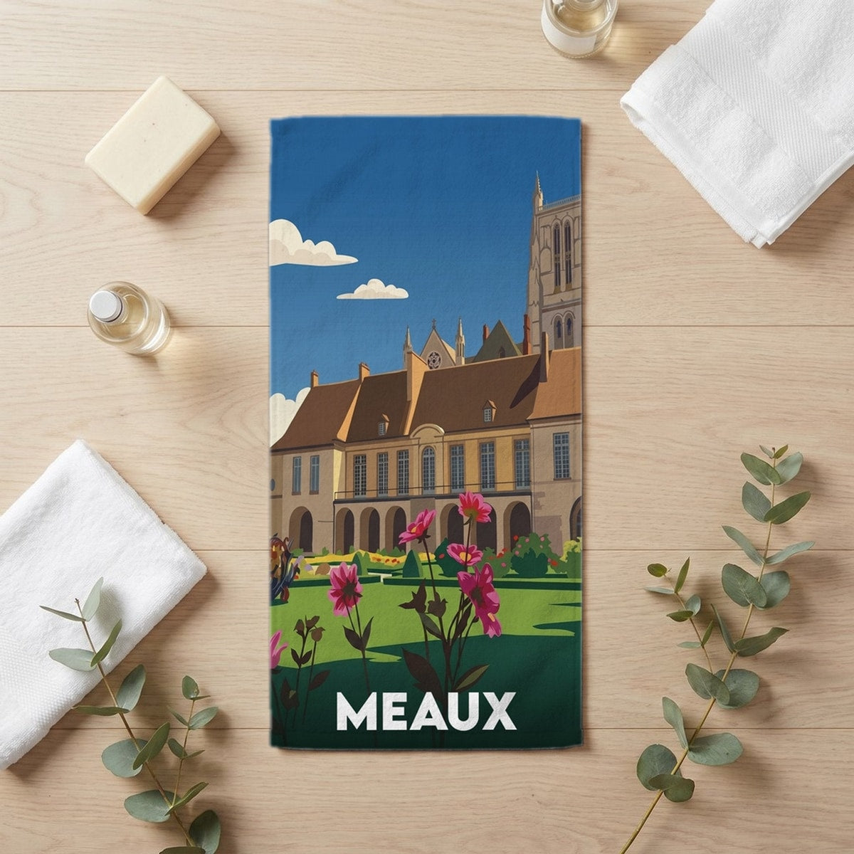 Serviette de bain 30 cm x 60 cm souvenir de Meaux