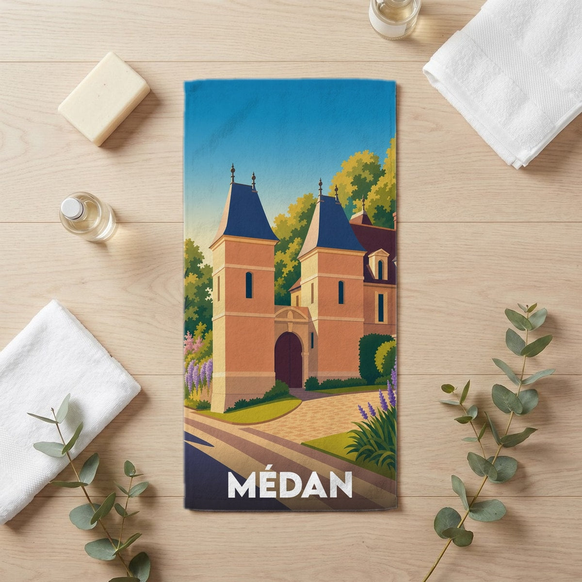 Serviette de bain 30 cm x 60 cm souvenir de Médan