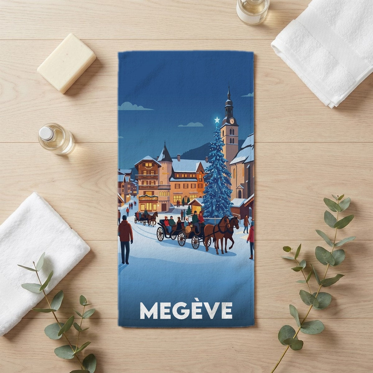 Serviette de bain 30 cm x 60 cm souvenir de Megève