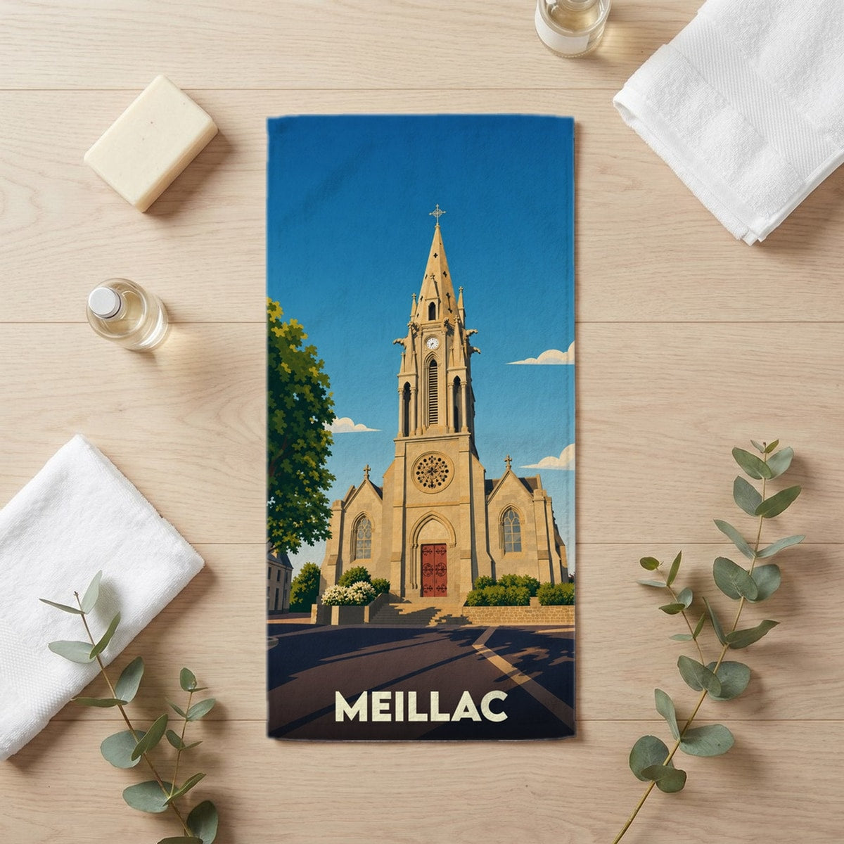 Serviette de bain 30 cm x 60 cm souvenir de Meillac