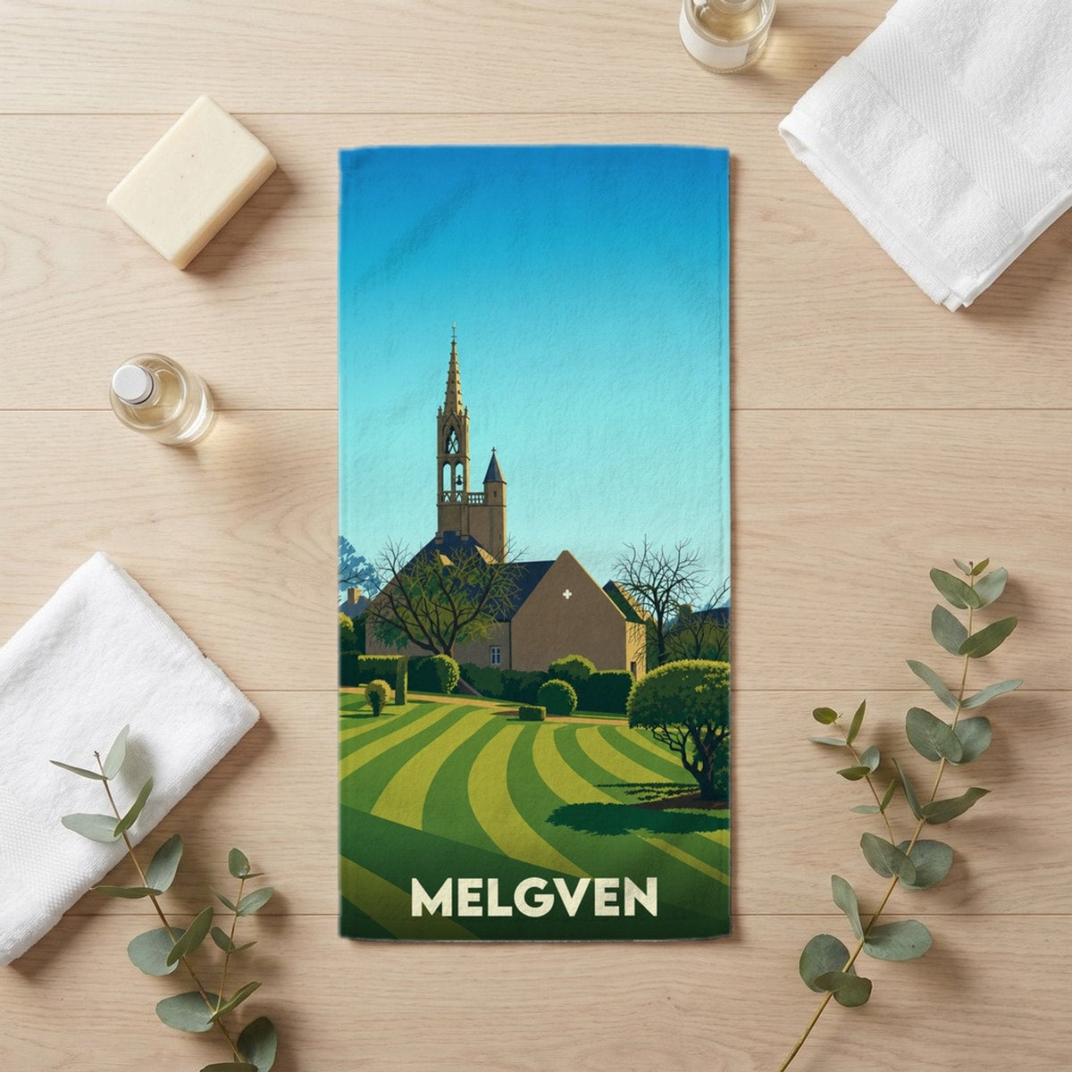 Serviette de bain 30 cm x 60 cm souvenir de Melgven