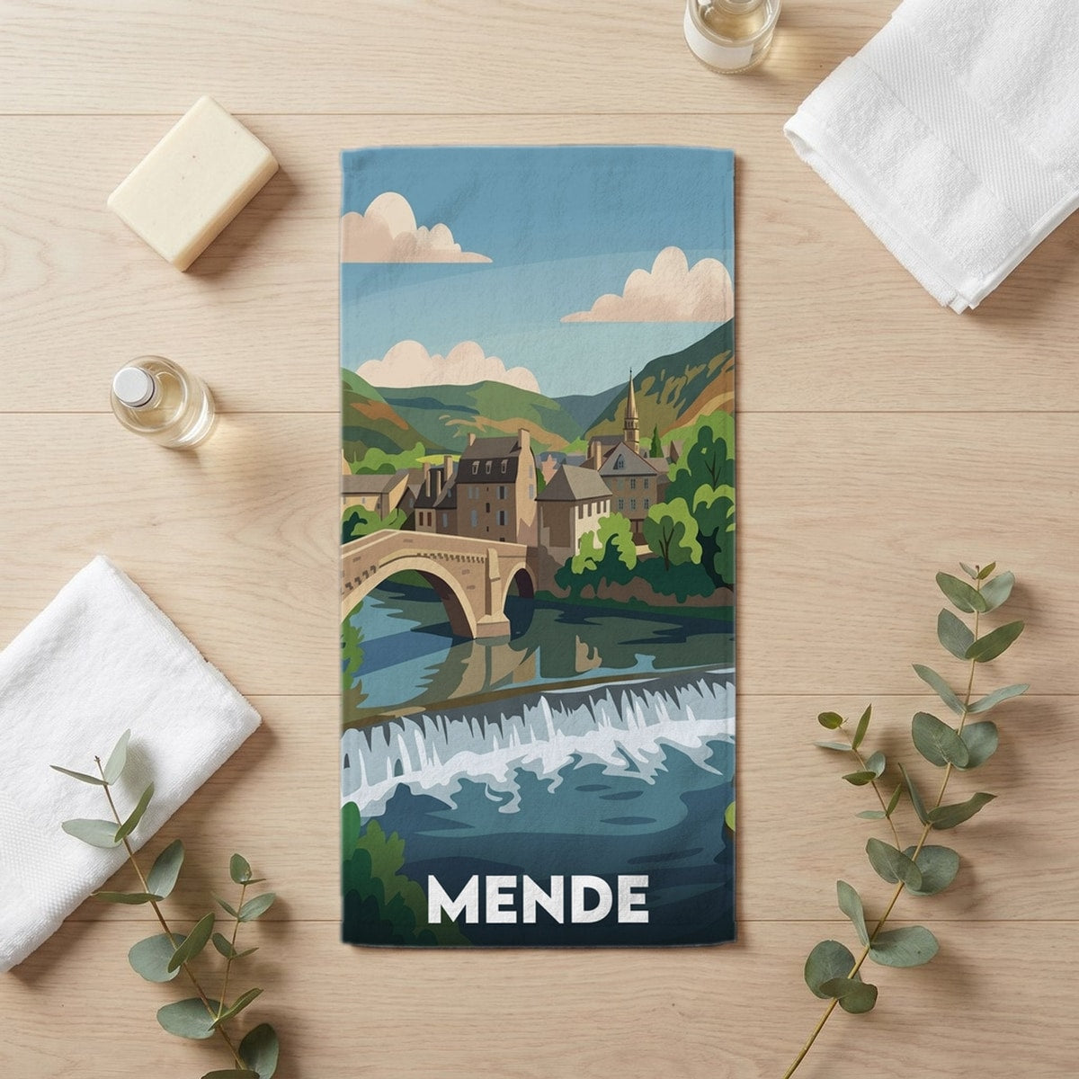 Serviette de bain 30 cm x 60 cm souvenir de Mende