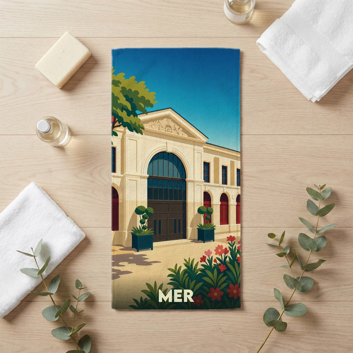 Serviette de bain 30 cm x 60 cm souvenir de Mer