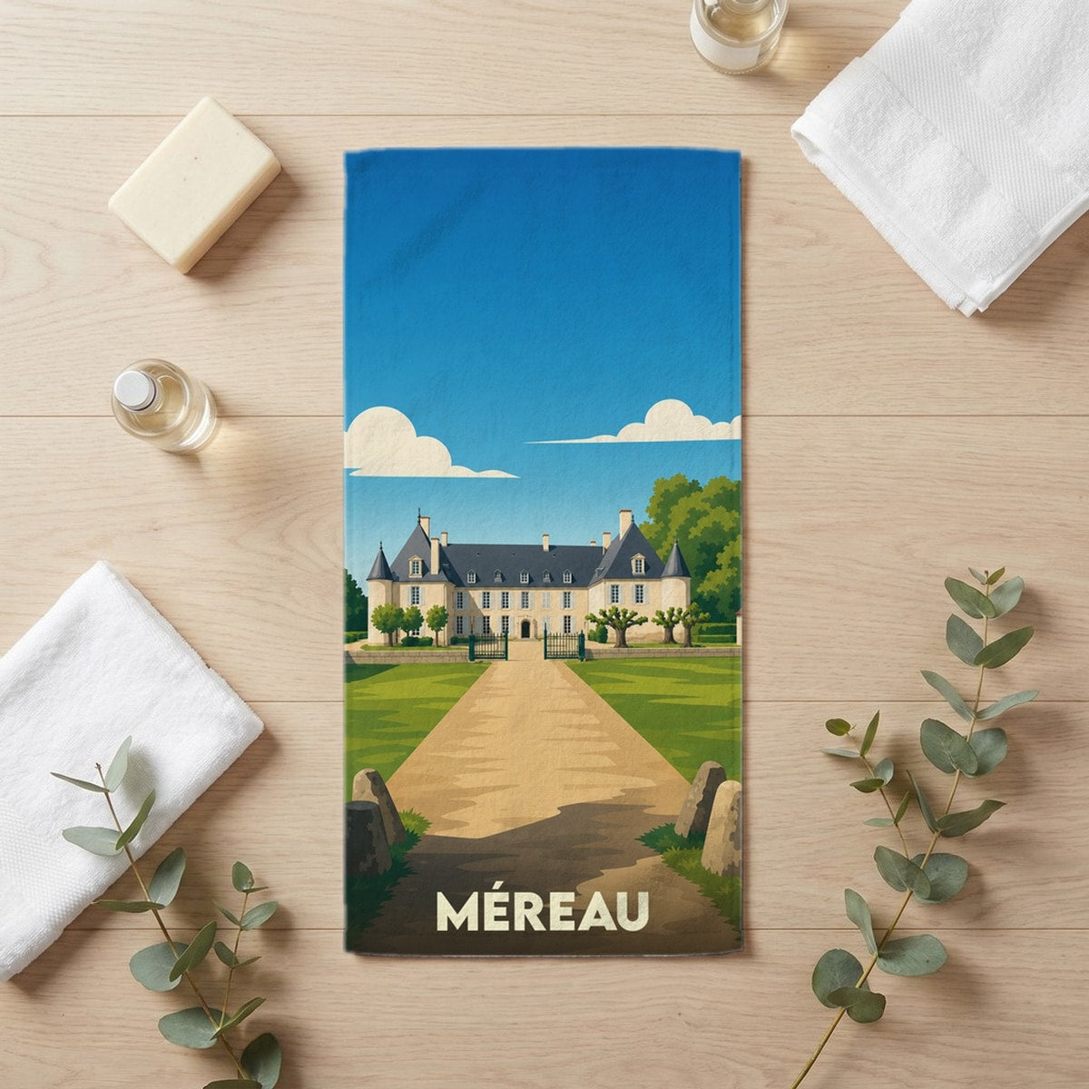Serviette de bain 30 cm x 60 cm souvenir de Méreau