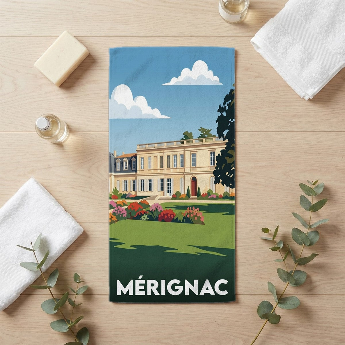 Serviette de bain 30 cm x 60 cm souvenir de Mérignac