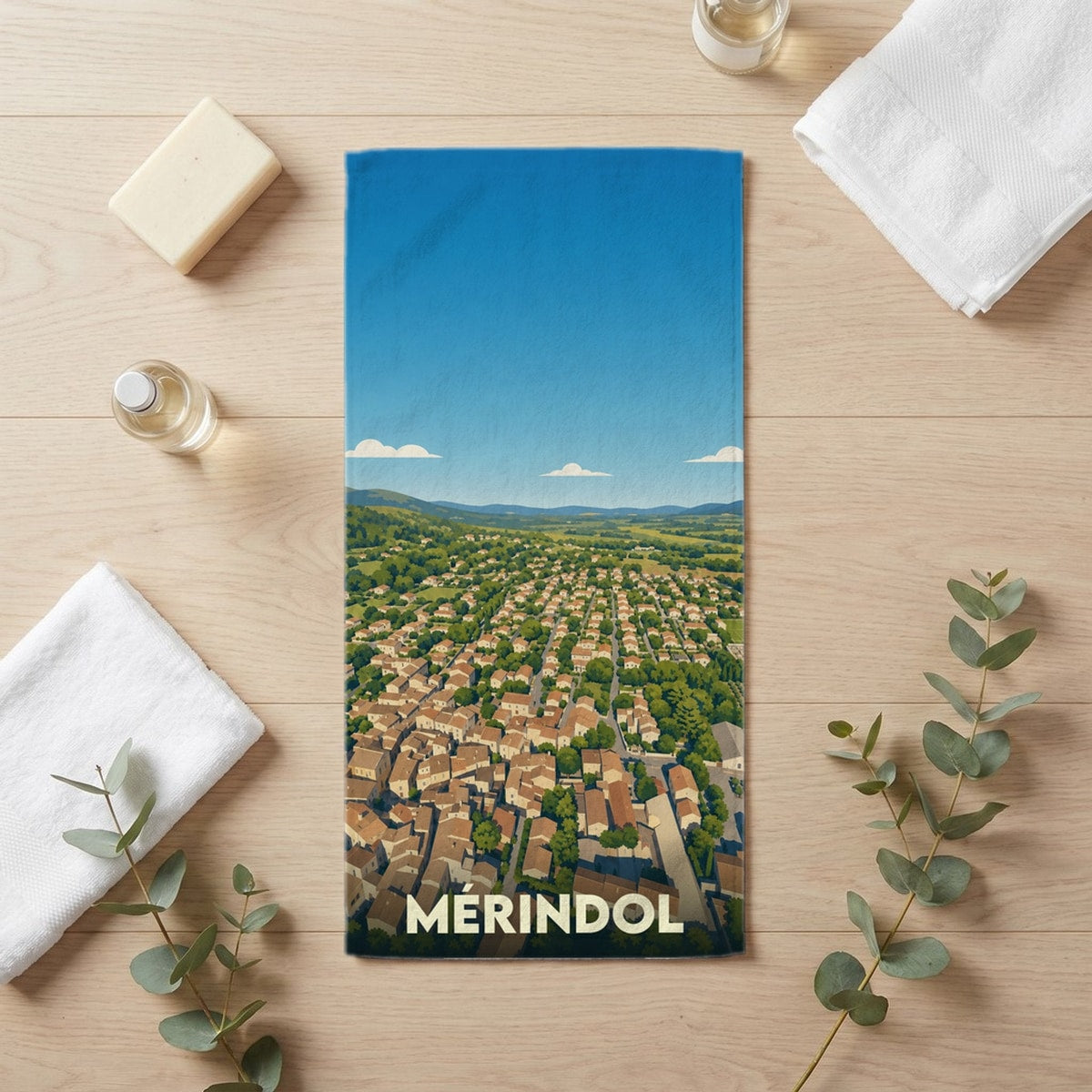 Serviette de bain 30 cm x 60 cm souvenir de Mérindol
