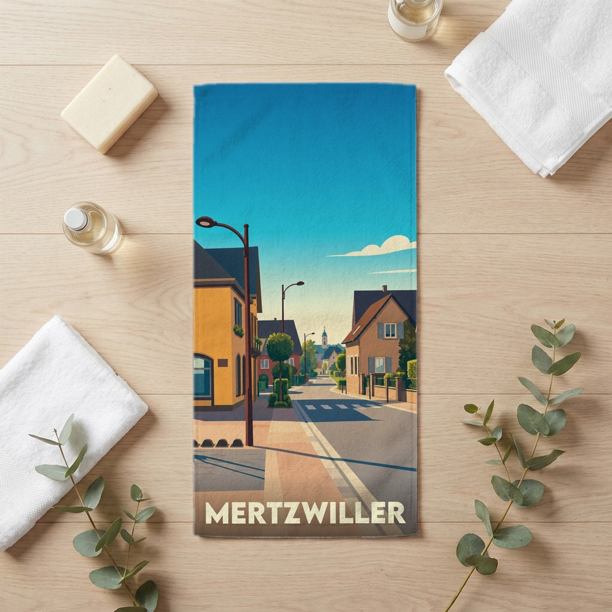 Serviette de bain 30 cm x 60 cm souvenir de Mertzwiller