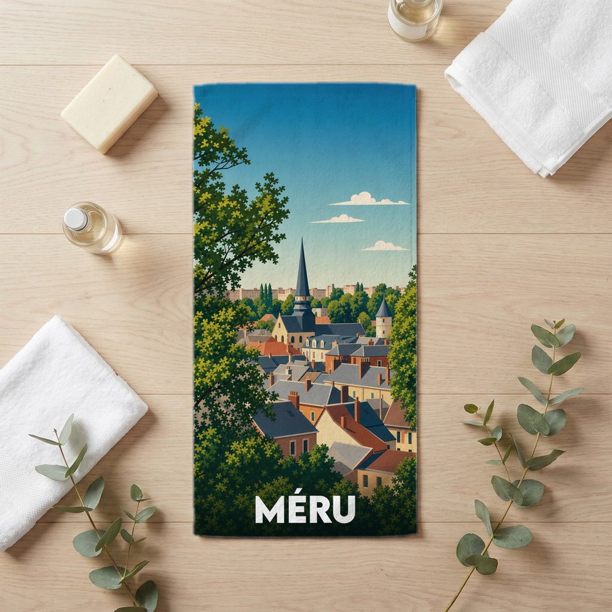 Serviette de bain 30 cm x 60 cm souvenir de Méru