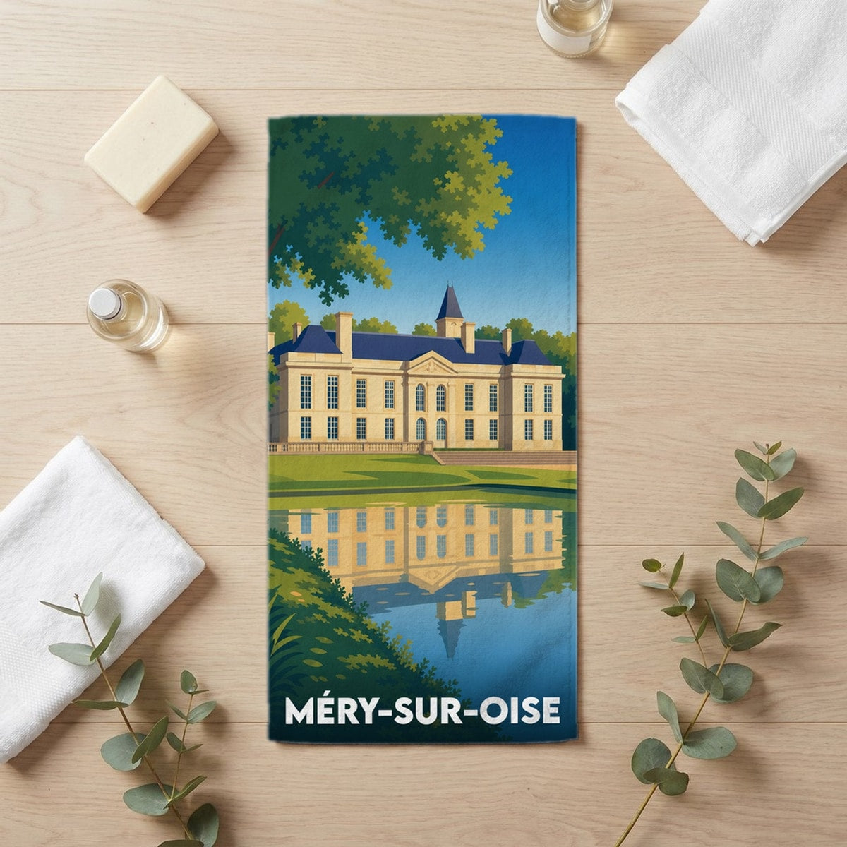 Serviette de bain 30 cm x 60 cm souvenir de Méry-sur-Oise