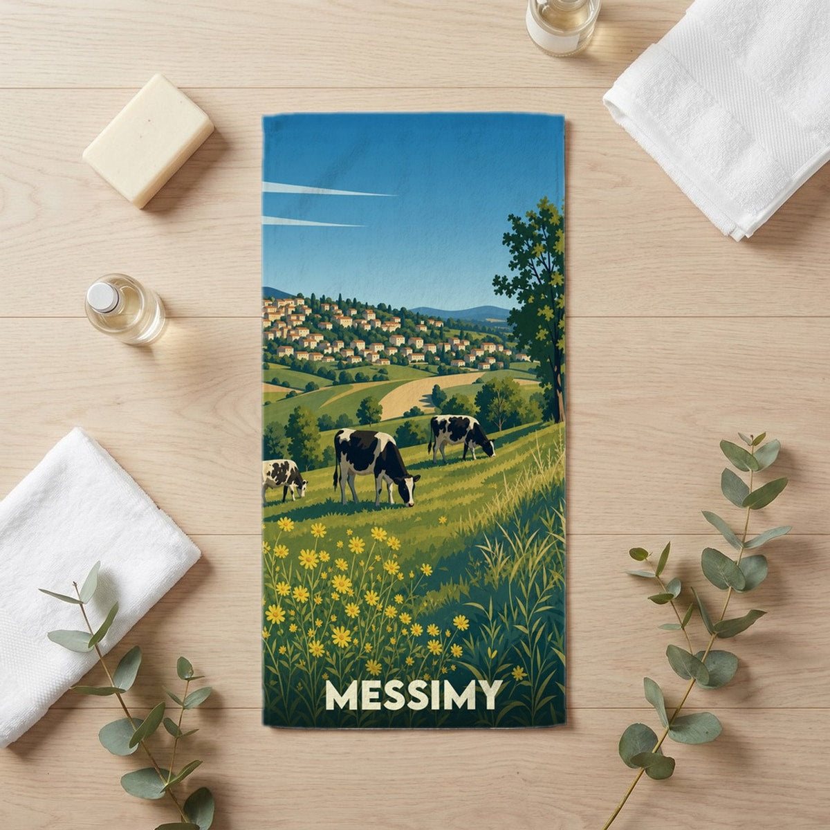 Serviette de bain 30 cm x 60 cm souvenir de Messimy