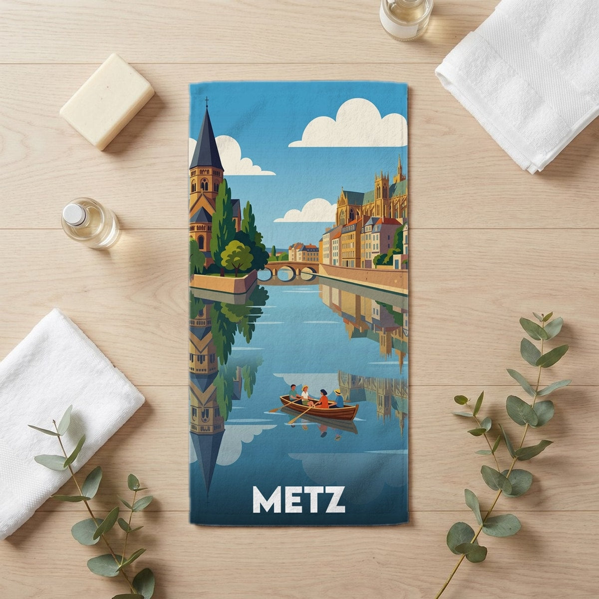 Serviette de bain 30 cm x 60 cm souvenir de Metz