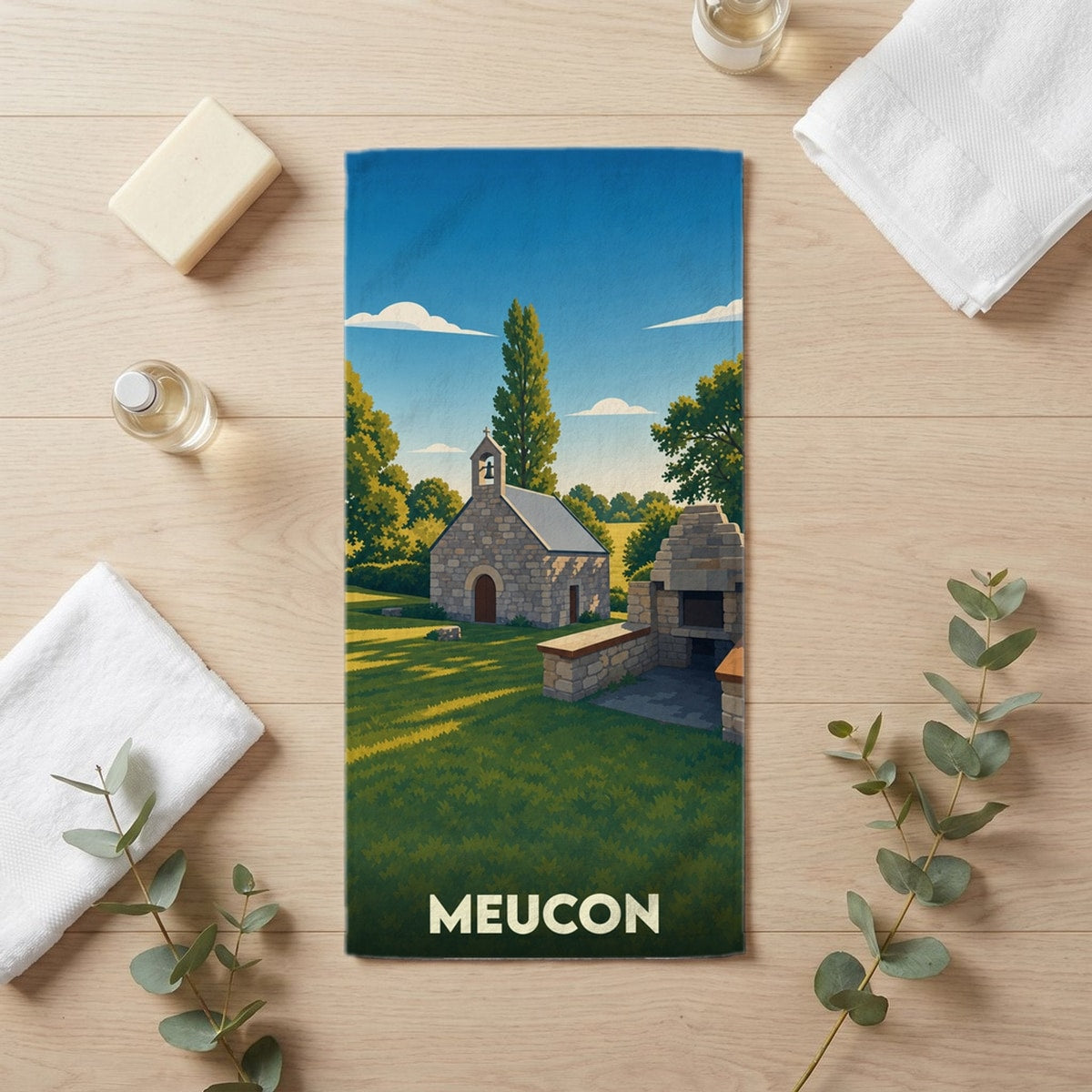 Serviette de bain 30 cm x 60 cm souvenir de Meucon