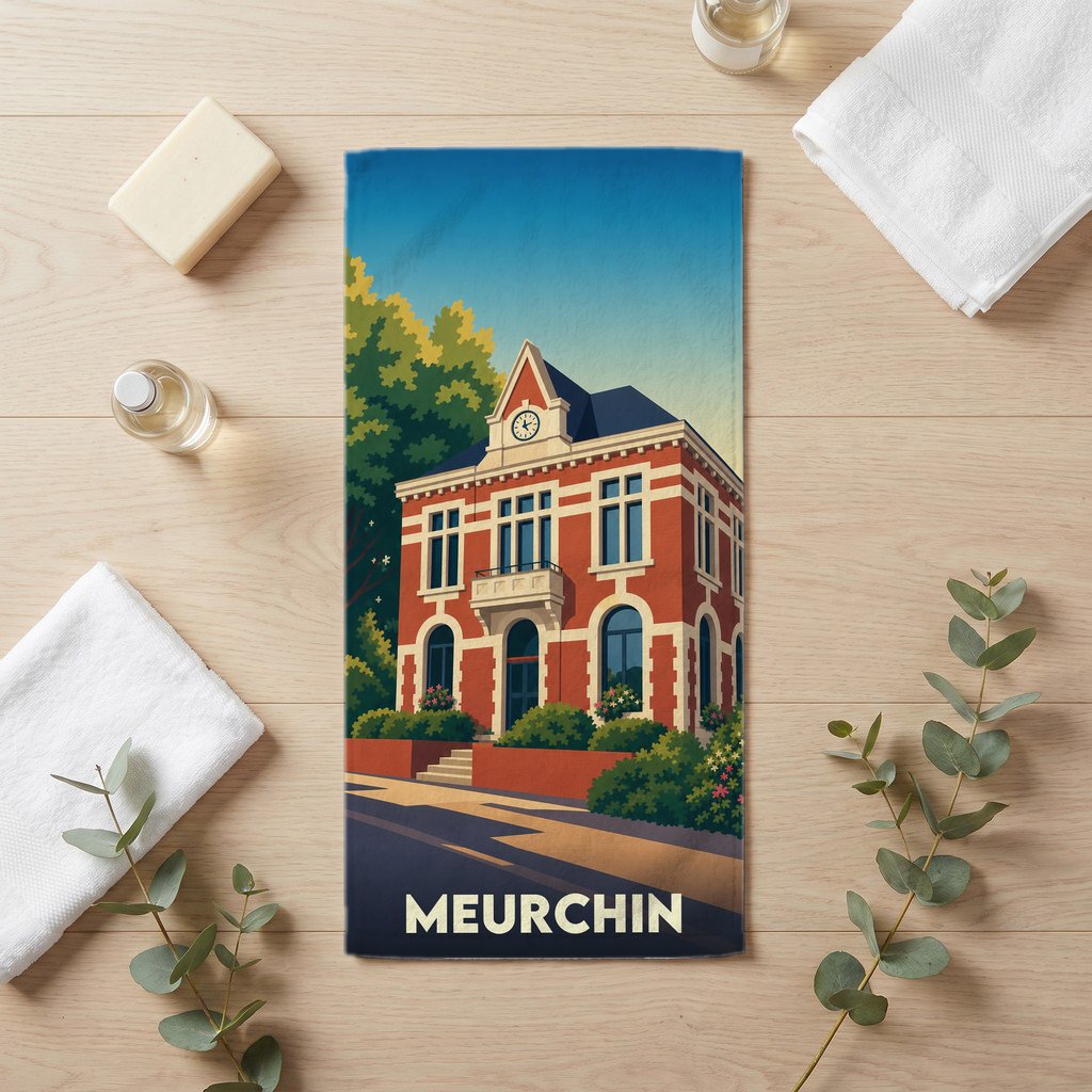 Serviette de bain 30 cm x 60 cm souvenir de Meurchin