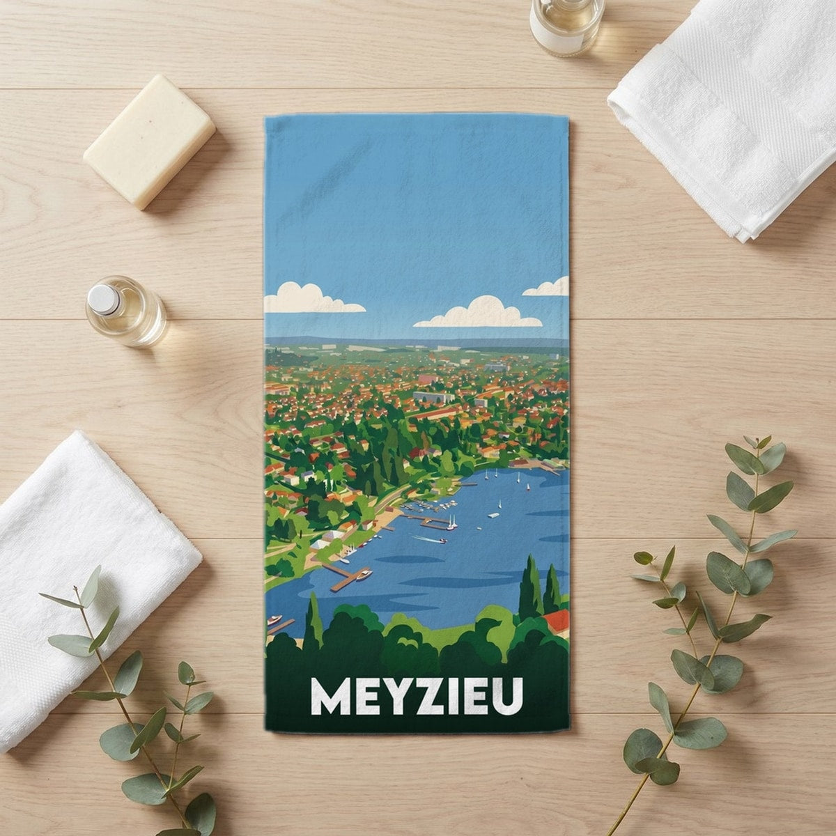 Serviette de bain 30 cm x 60 cm souvenir de Meyzieu