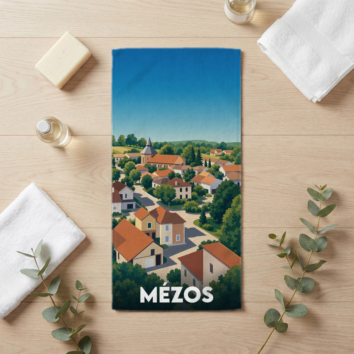 Serviette de bain 30 cm x 60 cm souvenir de Mézos