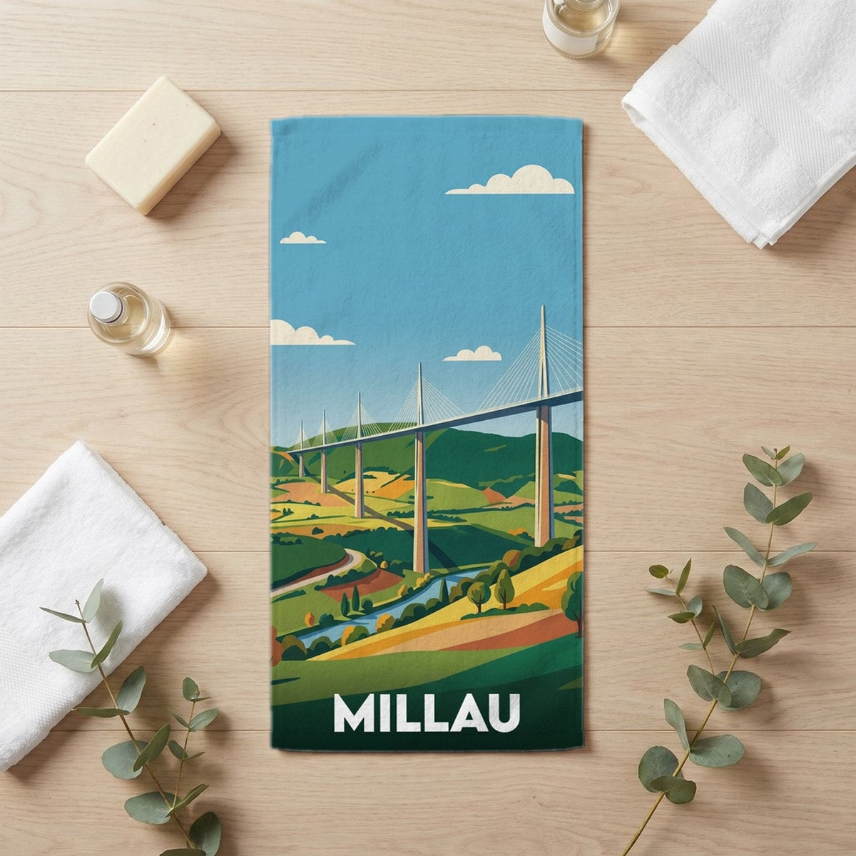 Serviette de bain 30 cm x 60 cm souvenir de Millau