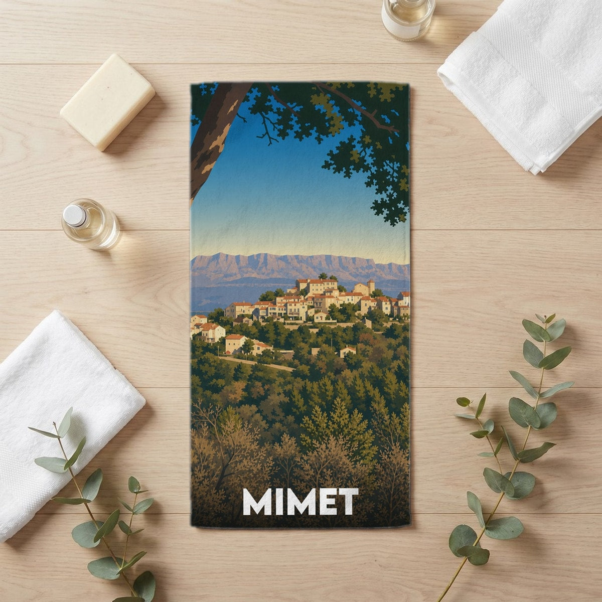 Serviette de bain 30 cm x 60 cm souvenir de Mimet