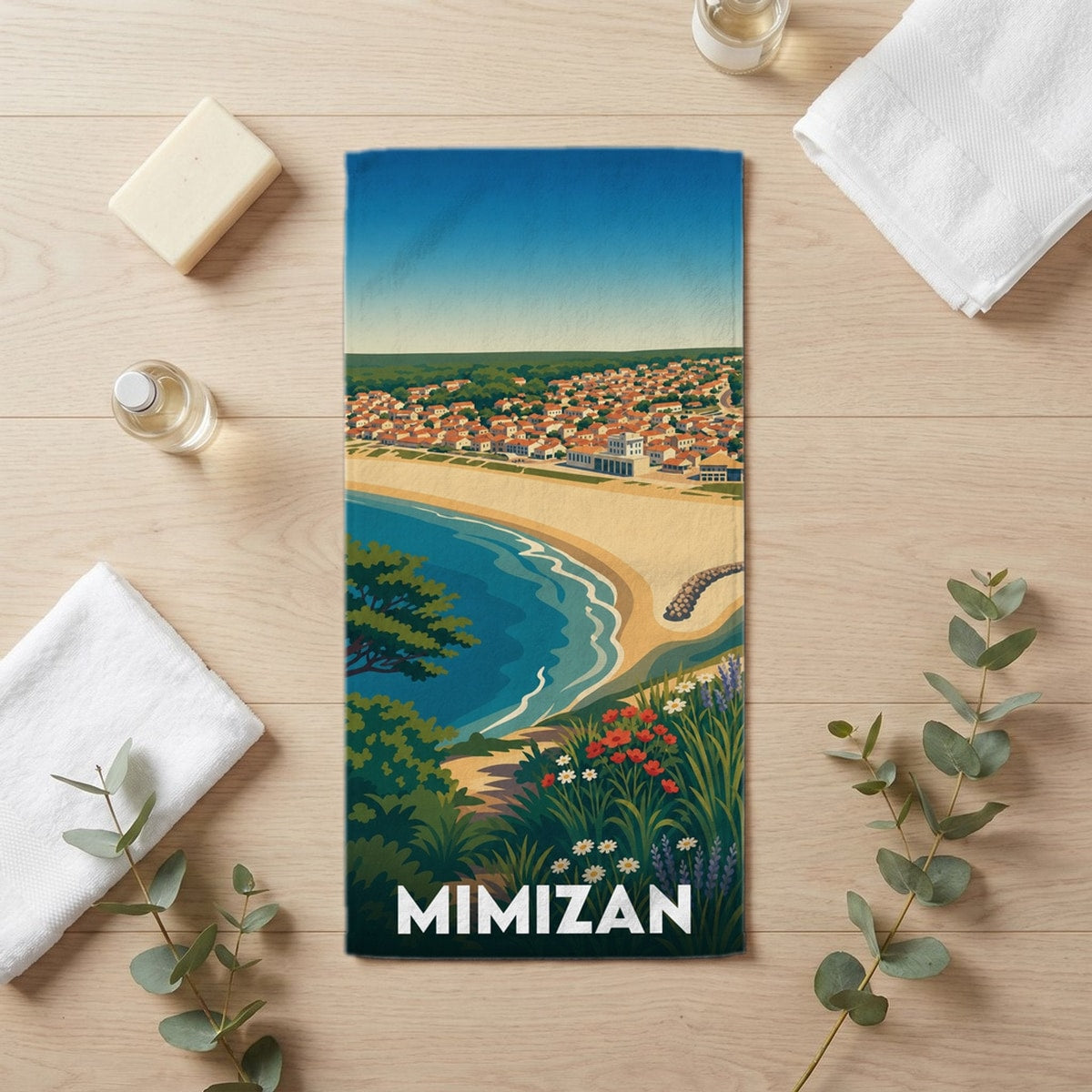 Serviette de bain 30 cm x 60 cm souvenir de Mimizan