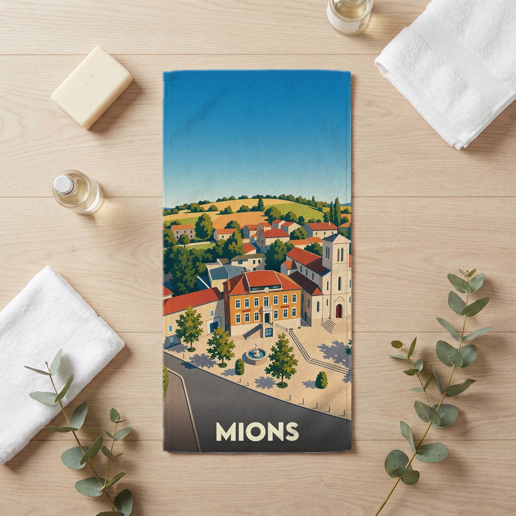 Serviette de bain 30 cm x 60 cm souvenir de Mions