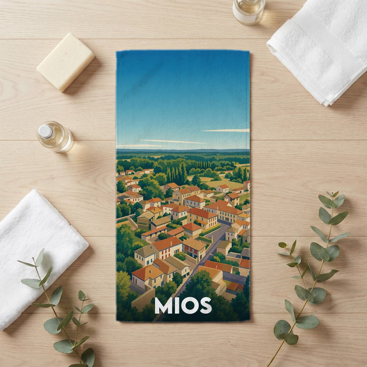 Serviette de bain 30 cm x 60 cm souvenir de Mios