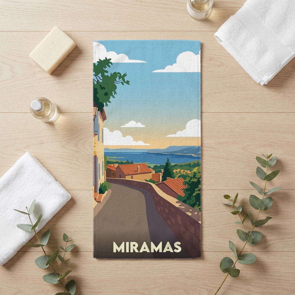 Serviette de bain 30 cm x 60 cm souvenir de Miramas