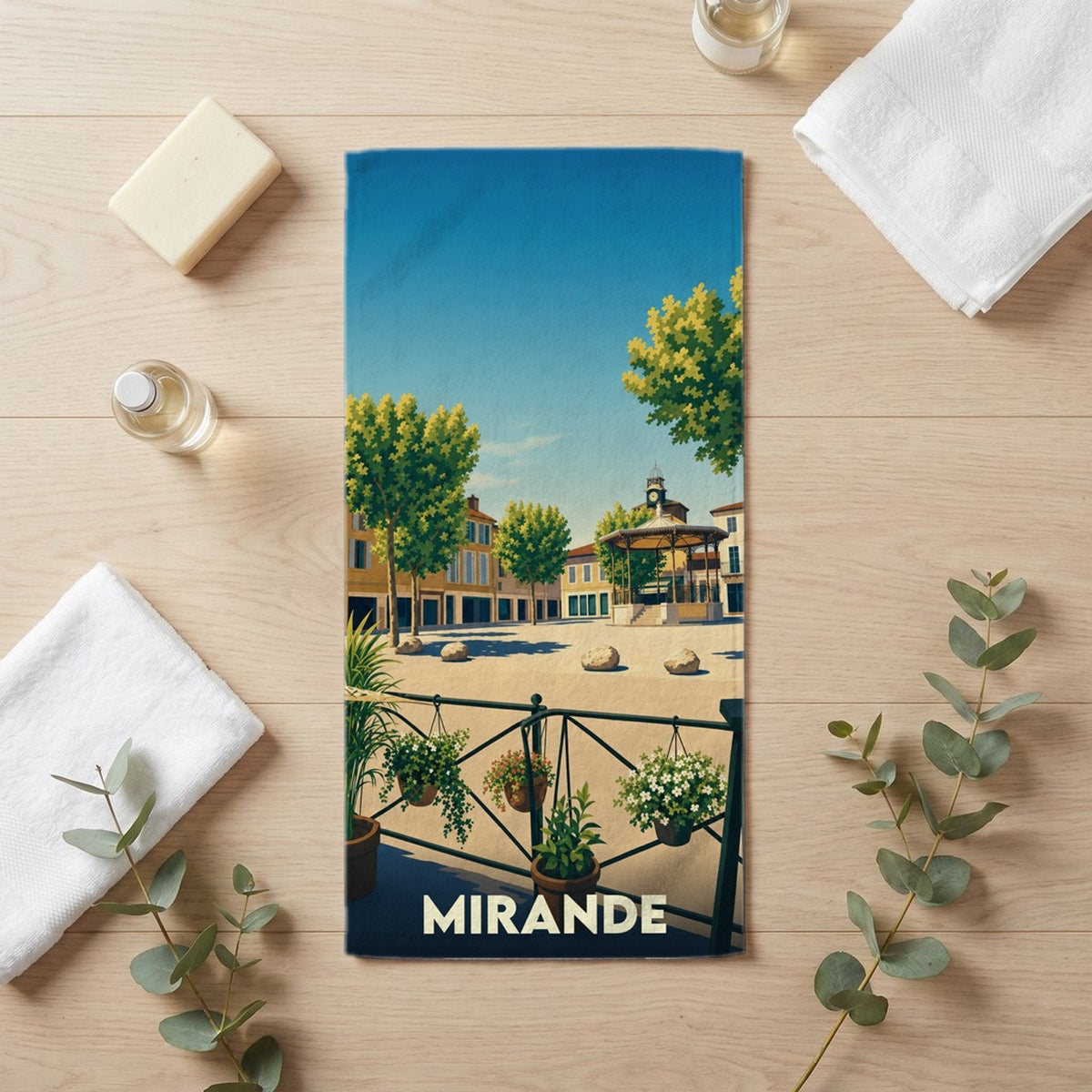 Serviette de bain 30 cm x 60 cm souvenir de Mirande